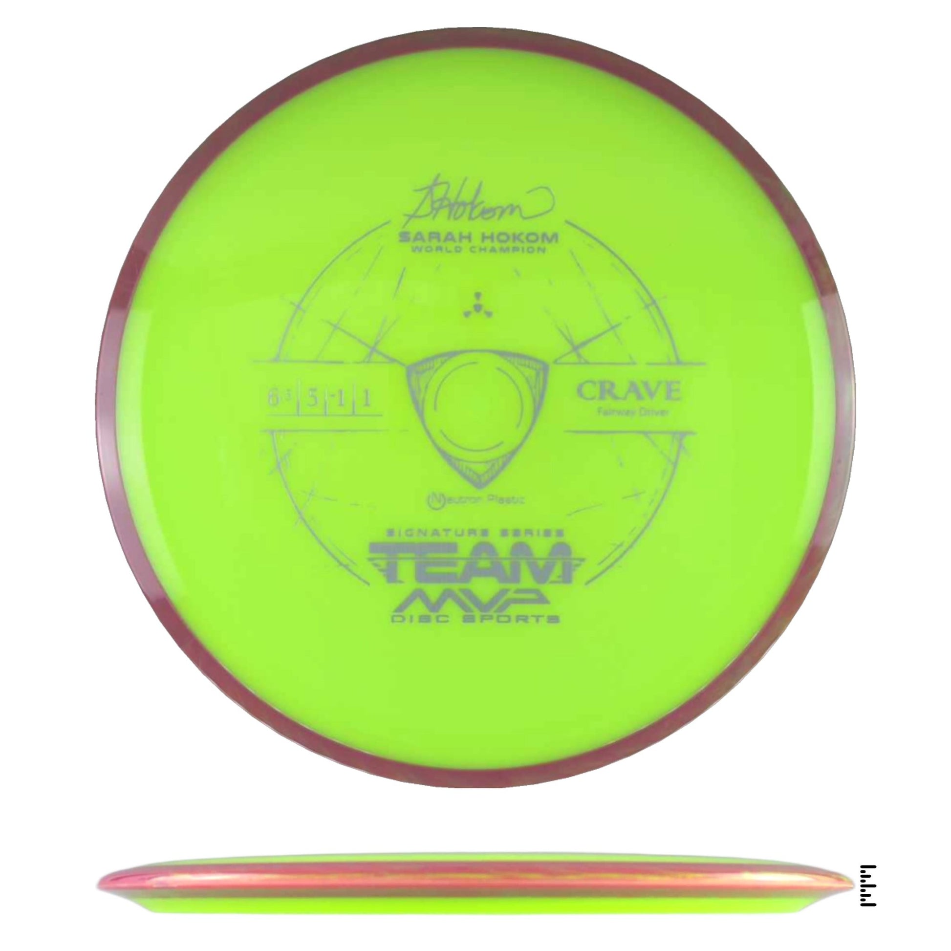 Axiom Discs Neutron Crave Sarah Hokom Signature Edition - Fluorescent Yellow / Dark Red - Powergrip USA