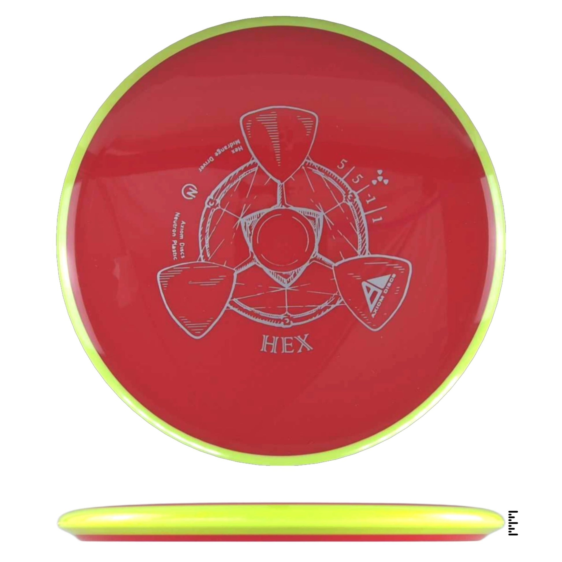 Axiom Discs Neutron Hex - Red / Fluorescent Yellow - Powergrip USA