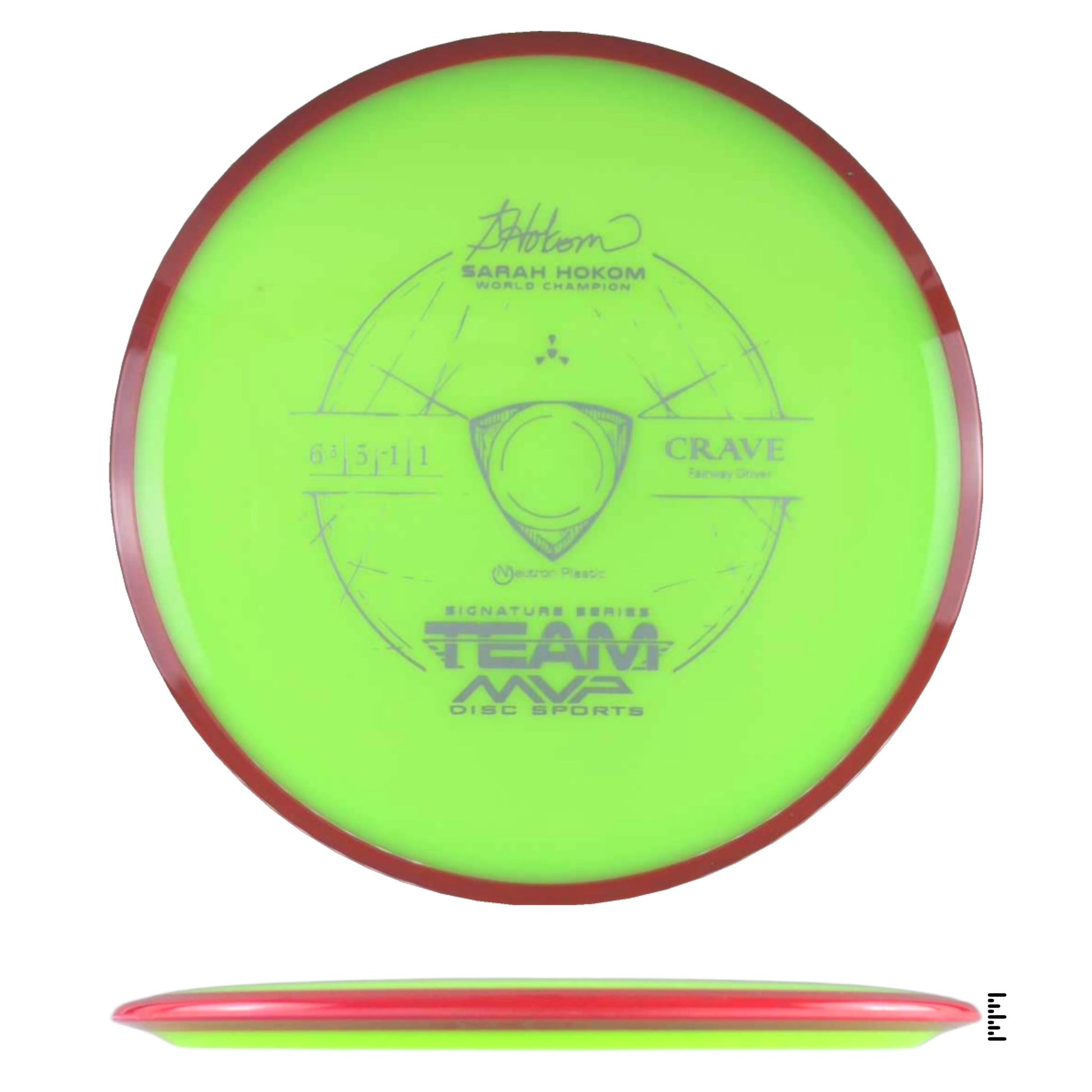 Axiom Discs Neutron Crave Sarah Hokom Signature Edition - Fluorescent Yellow / Red - Powergrip USA