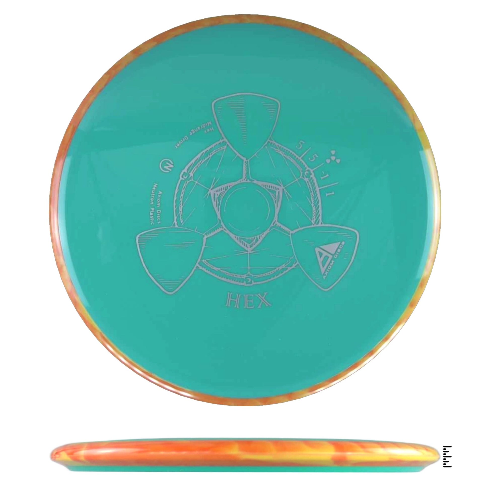 Axiom Discs Neutron Hex - Turquoise / Orange - Powergrip USA