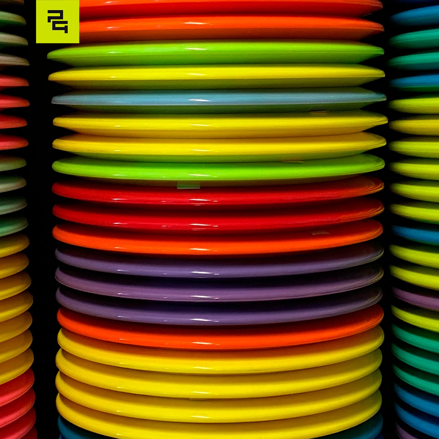 Stack of disc golf discs