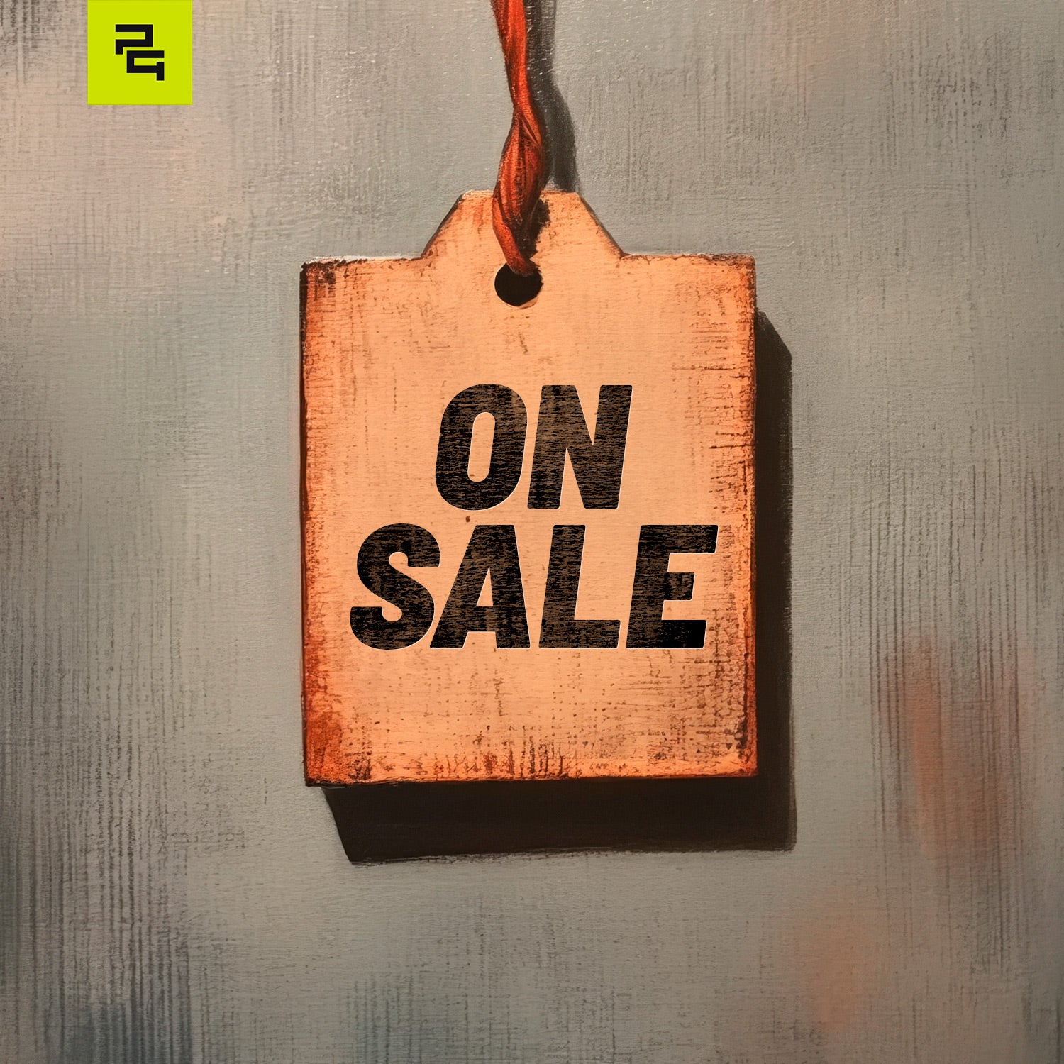 Leather tag with text of "On Sale"