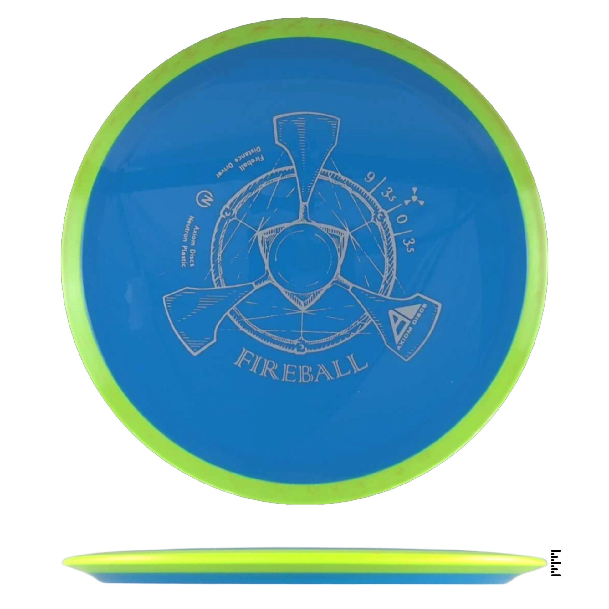 Axiom Discs Neutron Fireball - Sky Blue / Fluorescent Yellow - Powergrip USA