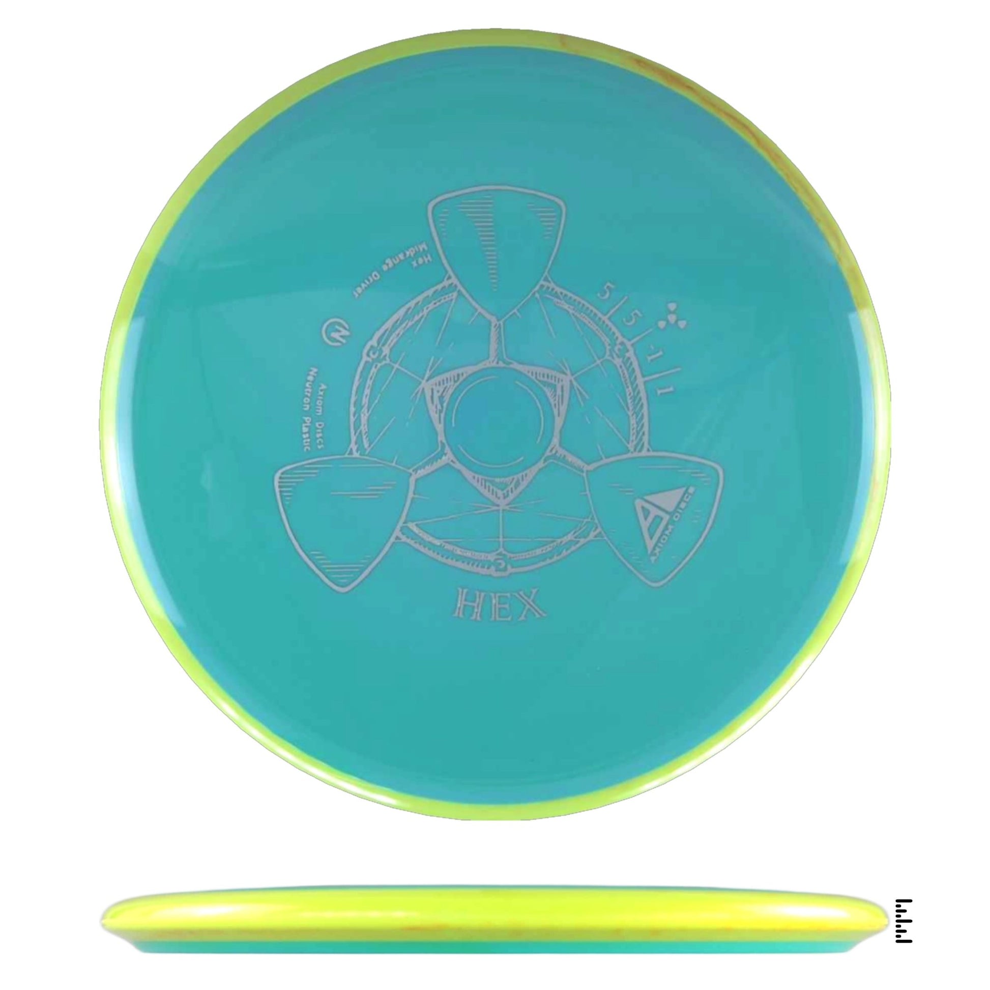 Axiom Discs Neutron Hex - Turquoise / Fluorescent Yellow - Powergrip USA