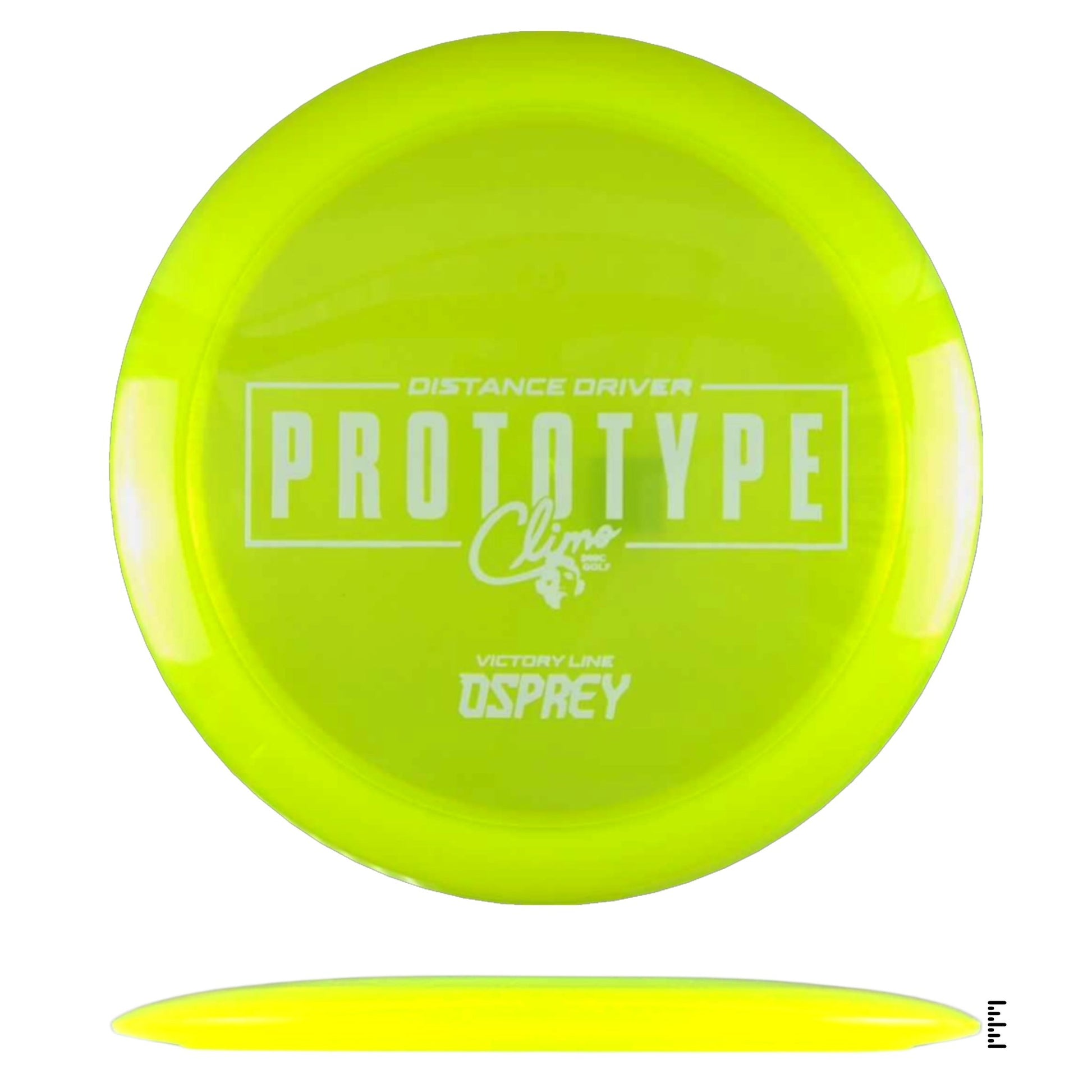 Climo Disc Golf Victory Line Osprey Prototype - Fluorescent Yellow - Powergrip USA