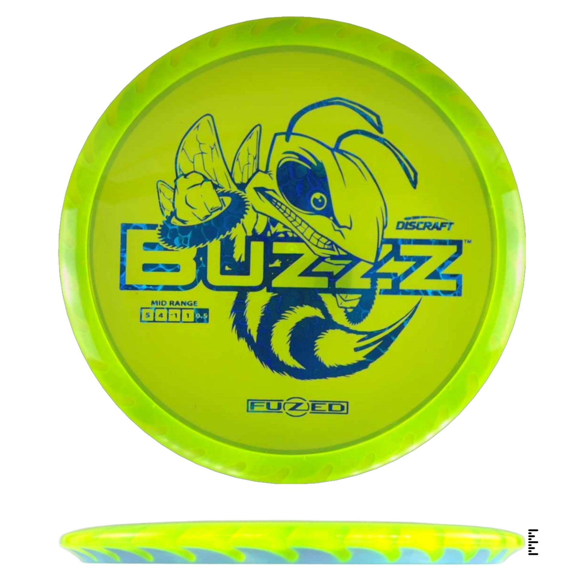 Discraft Fuzed Line Buzzz Saw Pattern (Buzzzsaw) - Fluorescent Yellow / Light Blue - Powergrip USA