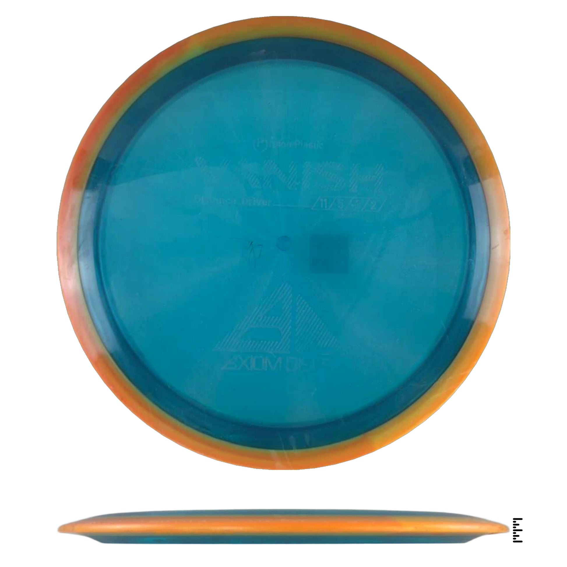 Blue and orange disc golf disc