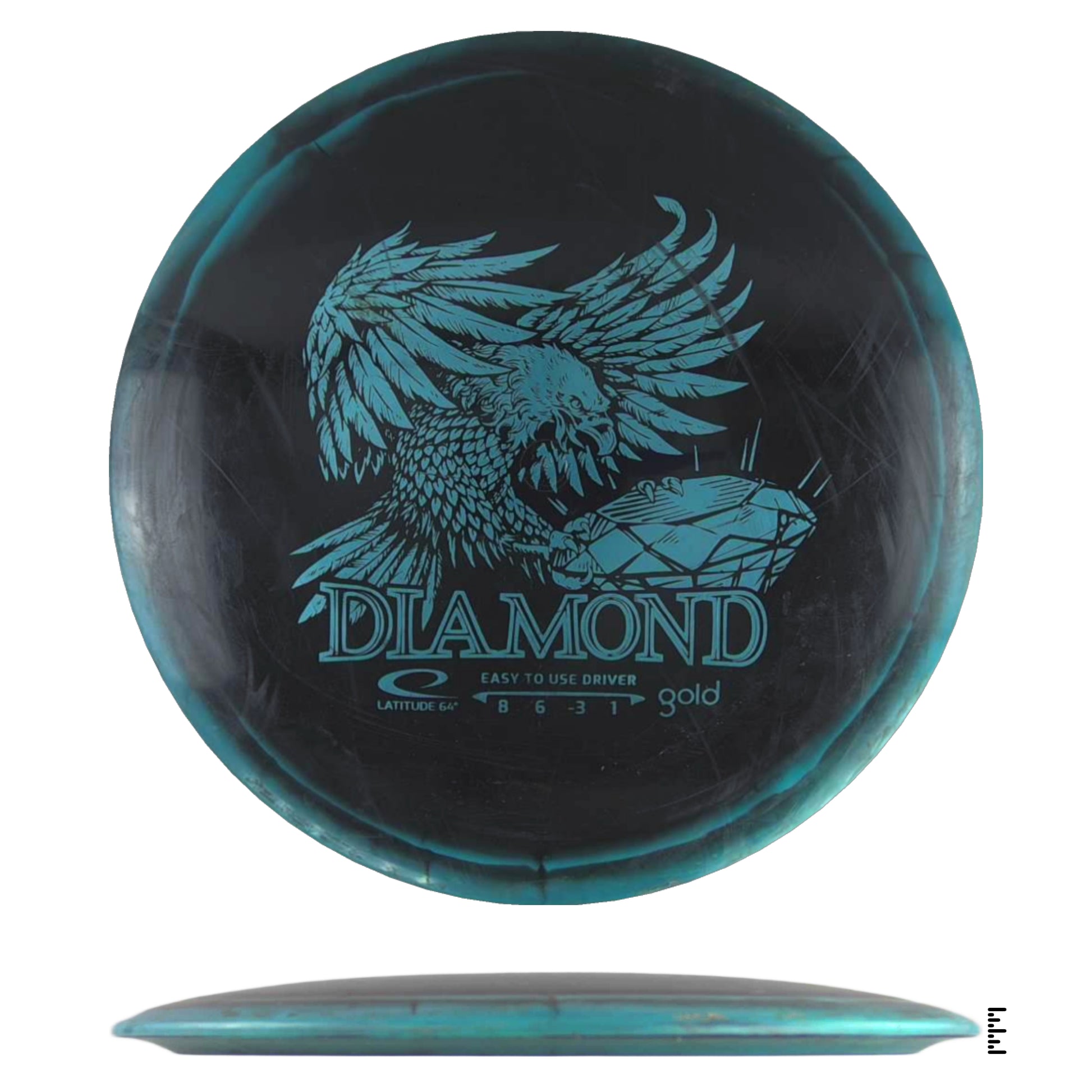 Diamond disc golf disc, gold, by Latitude 64