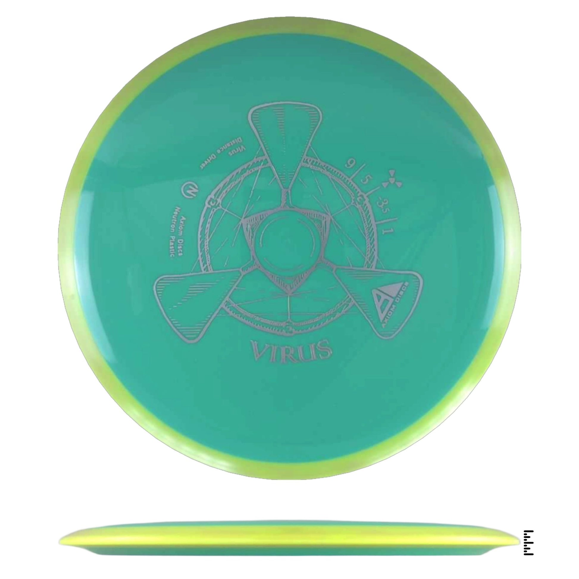 Axiom Discs Neutron Virus - Turquoise / Fluorescent Yellow - Powergrip USA