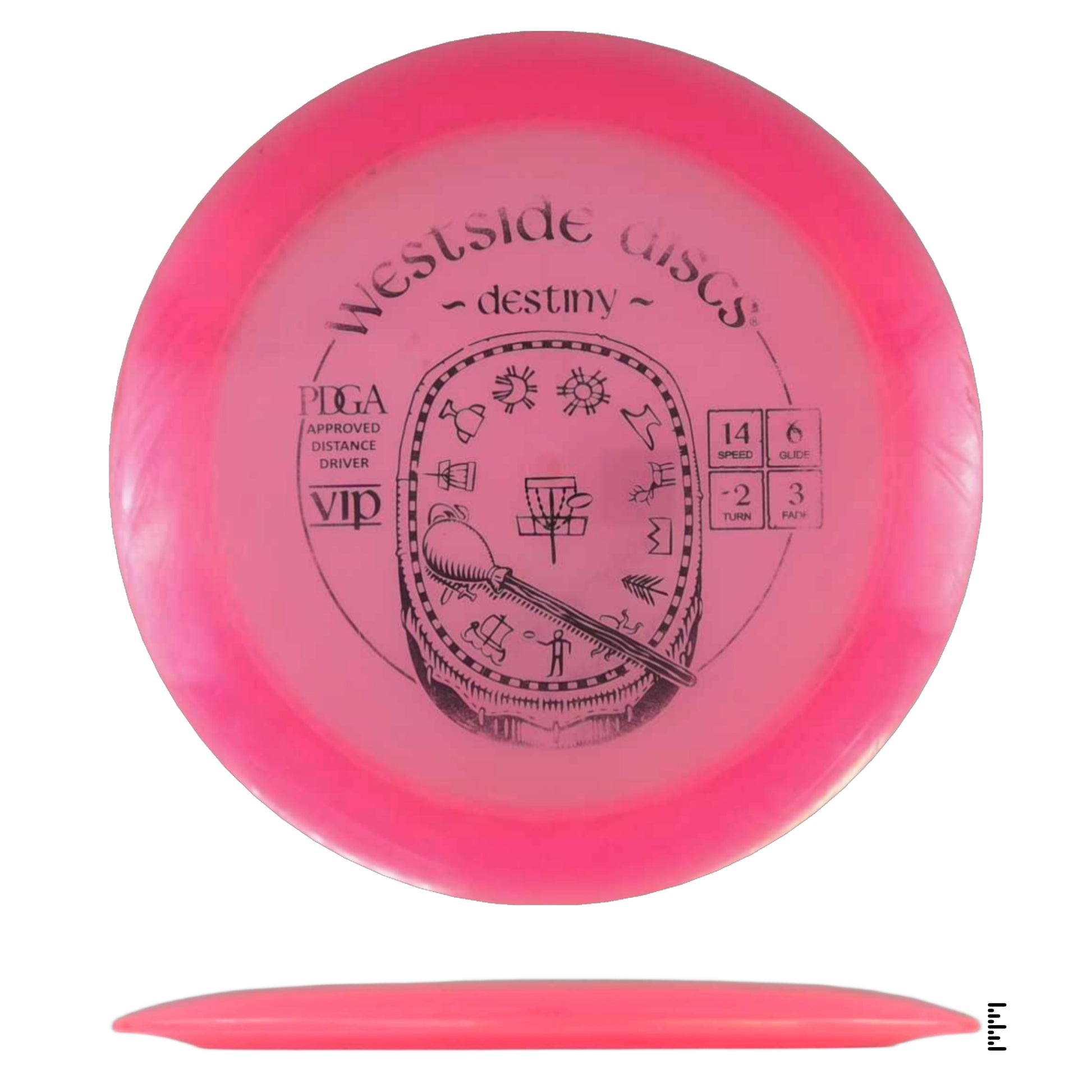 Westside Discs Destiny disc golf disc, pink, VIP plastic