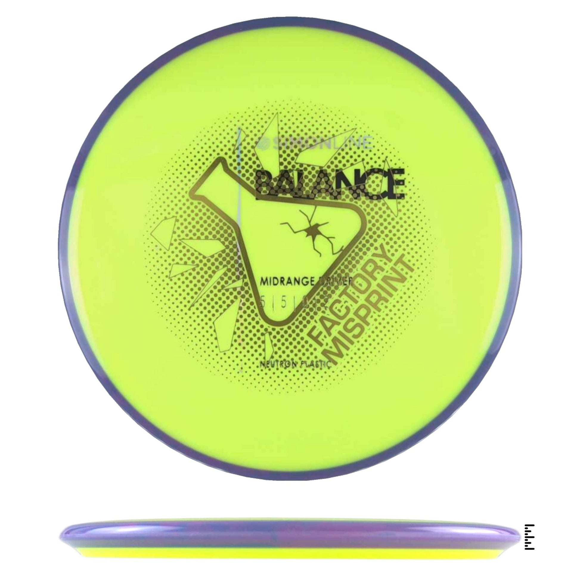 Axiom Discs Neutron Balance Factory Misprint - Fluorescent Yellow / Violet - Powergrip USA