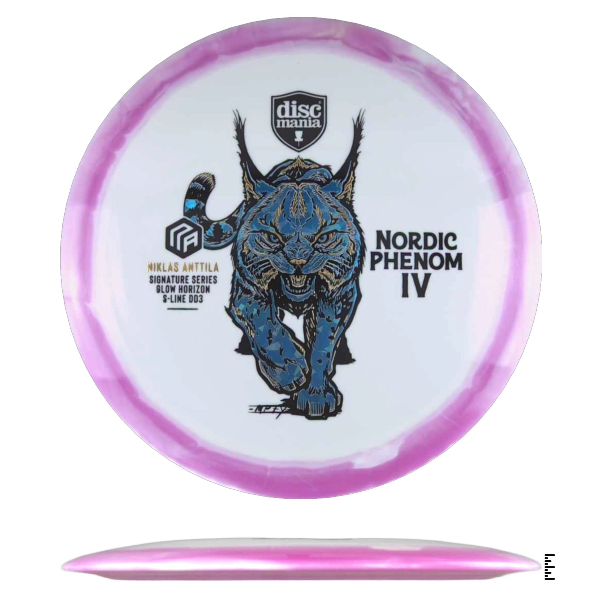 Discmania Glow Horizon S - Line DD3 Nordic Phenom 4 – Niklas Anttila Signature Series Triple Foil - White / Magenta - Powergrip USA