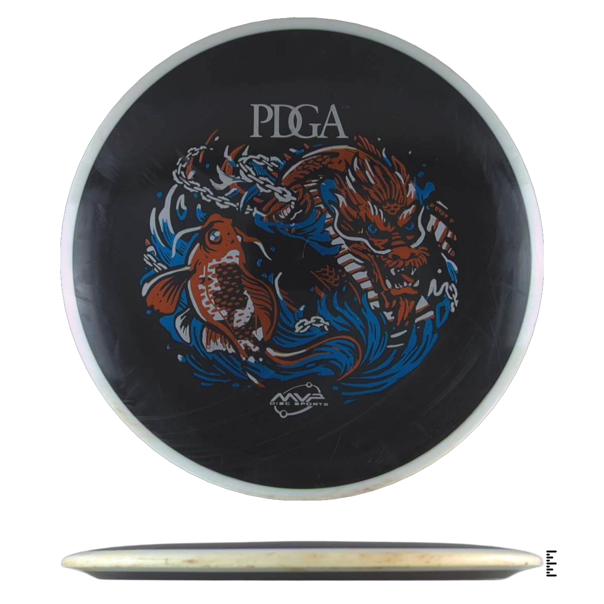 PDGA disc with koi and dragon design
