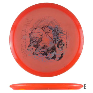 Red disc golf disc with panther graphic