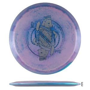 Disc golf disc with bear graphic, signature design.