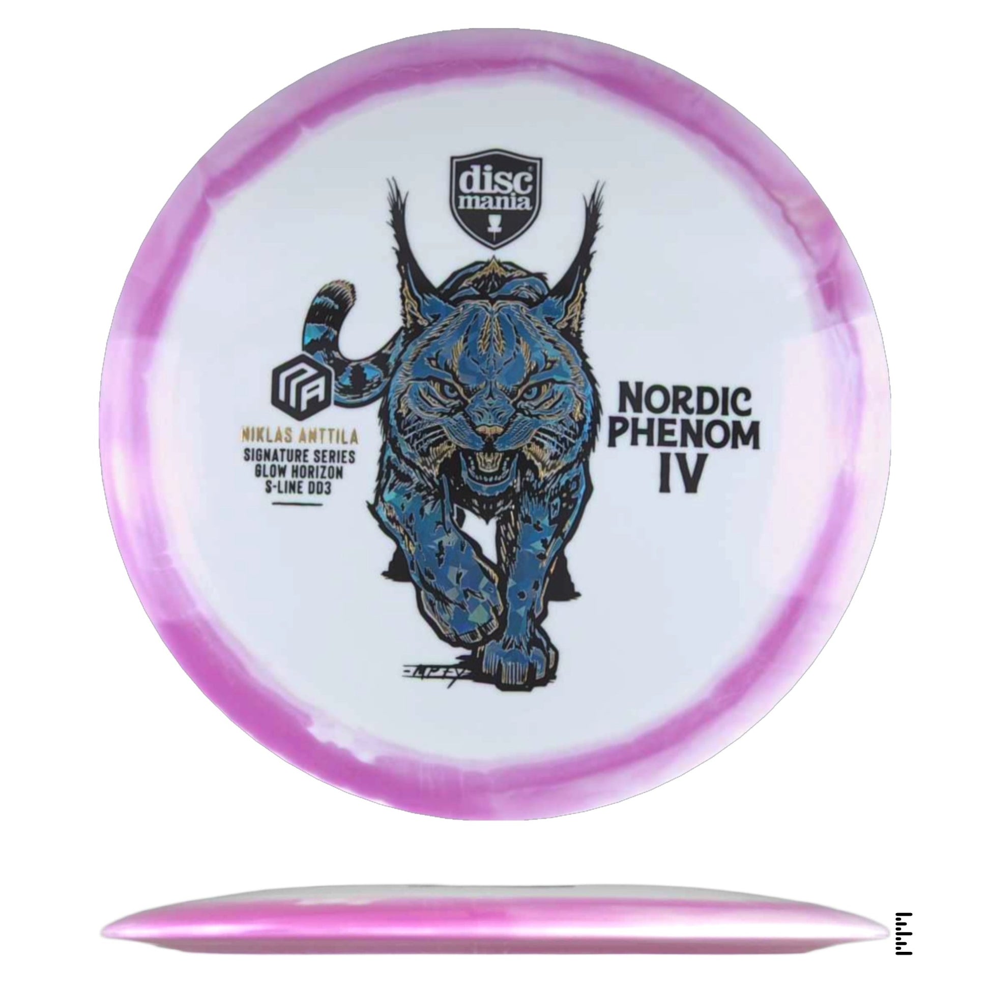 Discmania Glow Horizon S - Line DD3 Nordic Phenom 4 – Niklas Anttila Signature Series Triple Foil - White / Magenta - Powergrip USA