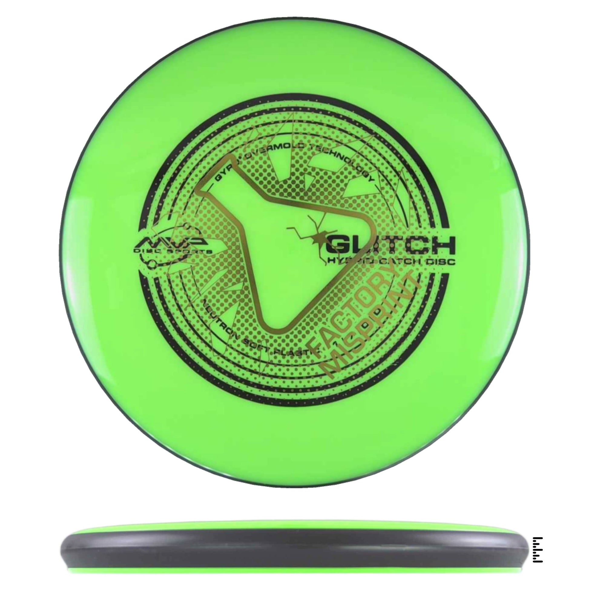 MVP Disc Sports Neutron Soft Glitch Factory Misprint - Lime - Powergrip USA