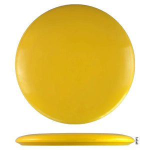 Yellow disc golf disc