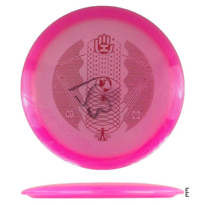 Pink disc golf disc with design