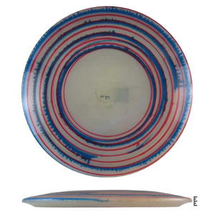 Red, white, and blue disc golf disc