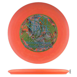 Disc golf disc with ART STATE graphic