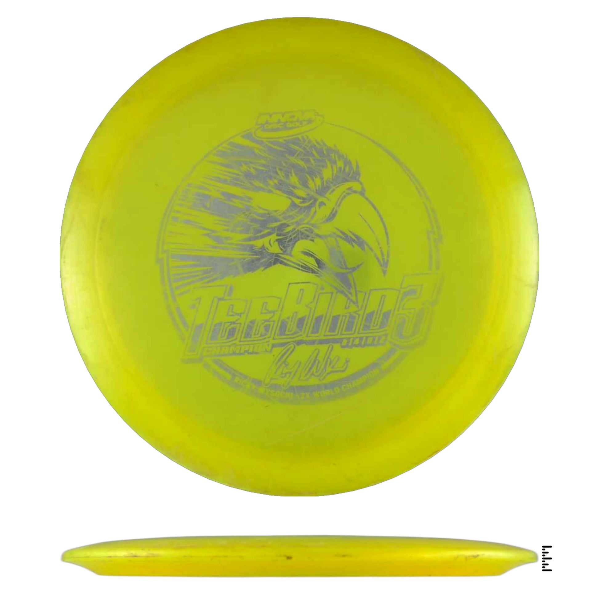 Yellow Innova Thunderbird disc golf disc