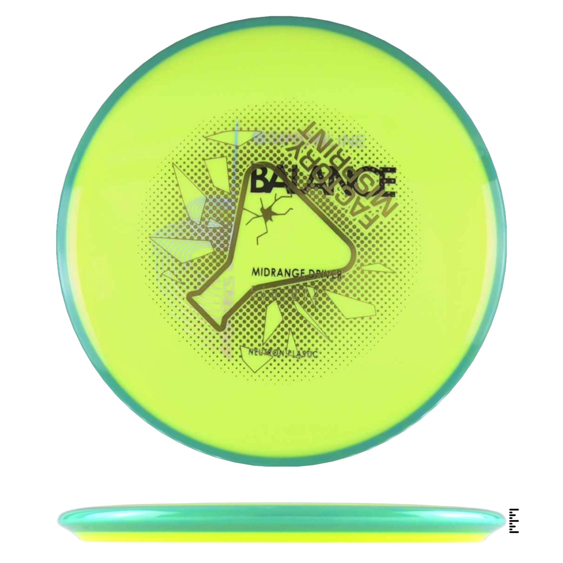 Axiom Discs Neutron Balance Factory Misprint - Fluorescent Yellow / Turquoise - Powergrip USA