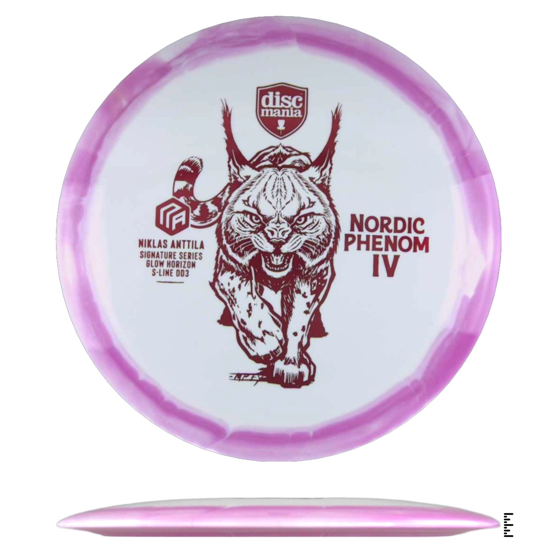 Discmania Glow Horizon S - Line DD3 Nordic Phenom 4 – Niklas Anttila Signature Series - White / Magenta - Powergrip USA