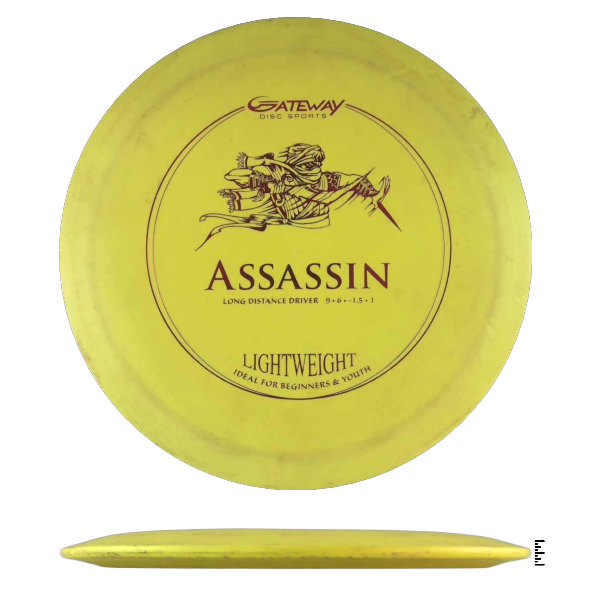 Yellow Gateway Assassin disc golf disc