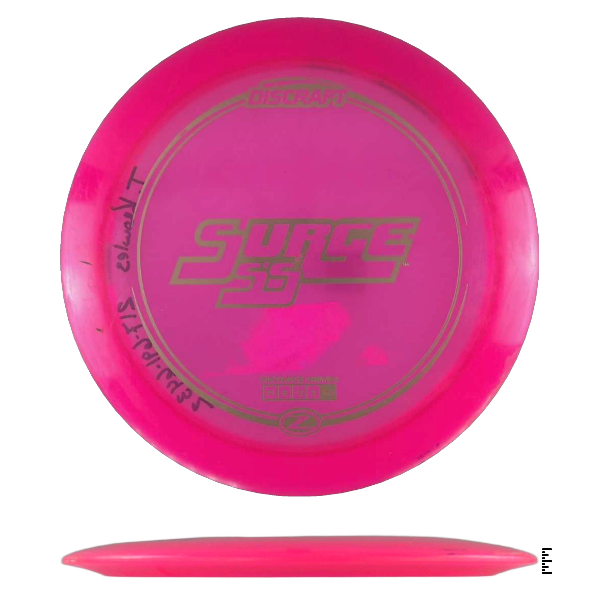 Pink disc golf disc