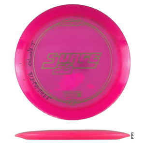 Pink disc golf disc