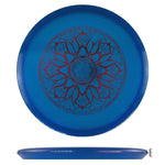 Blue disc golf disc with mandala design