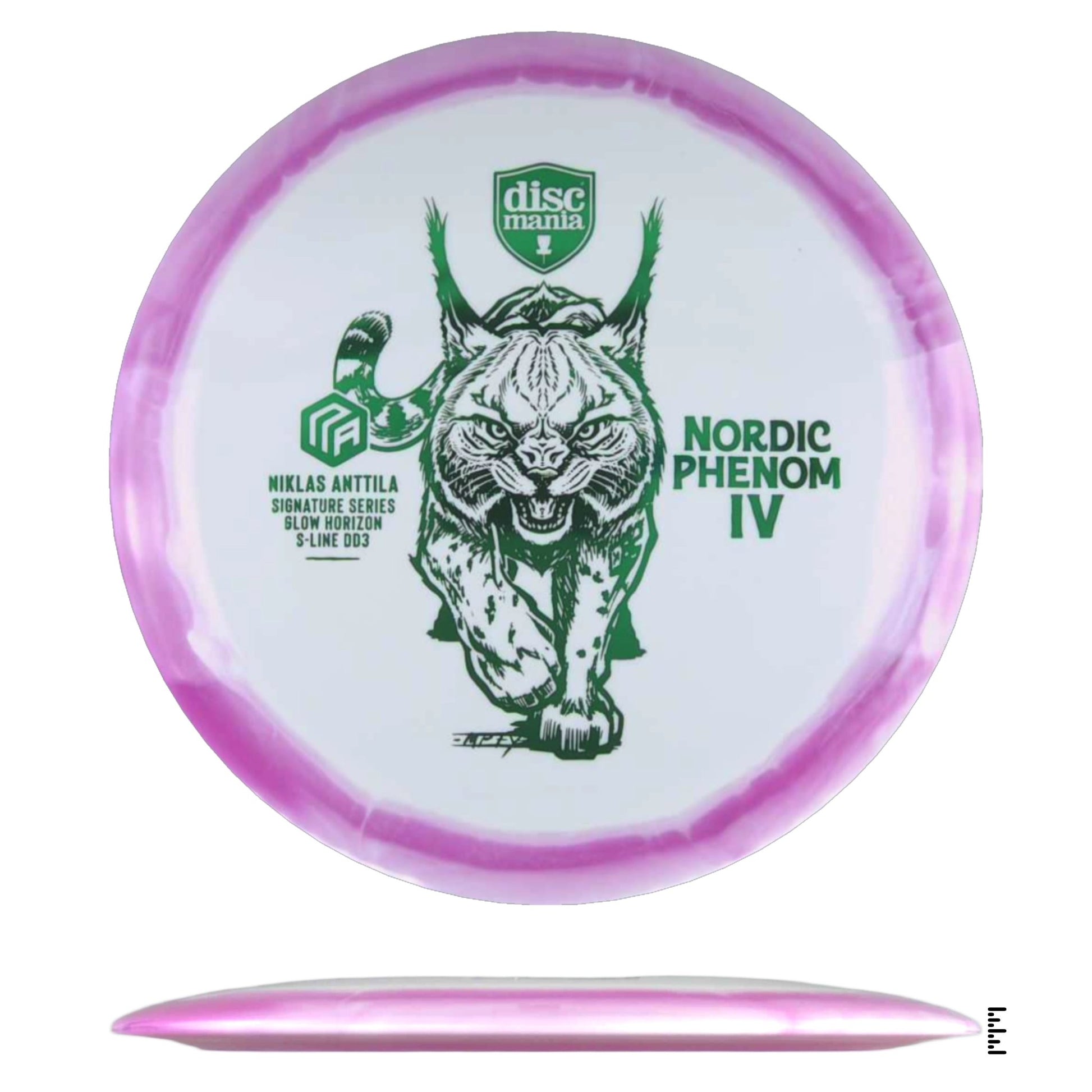 Discmania Glow Horizon S - Line DD3 Nordic Phenom 4 – Niklas Anttila Signature Series - White / Magenta - Powergrip USA