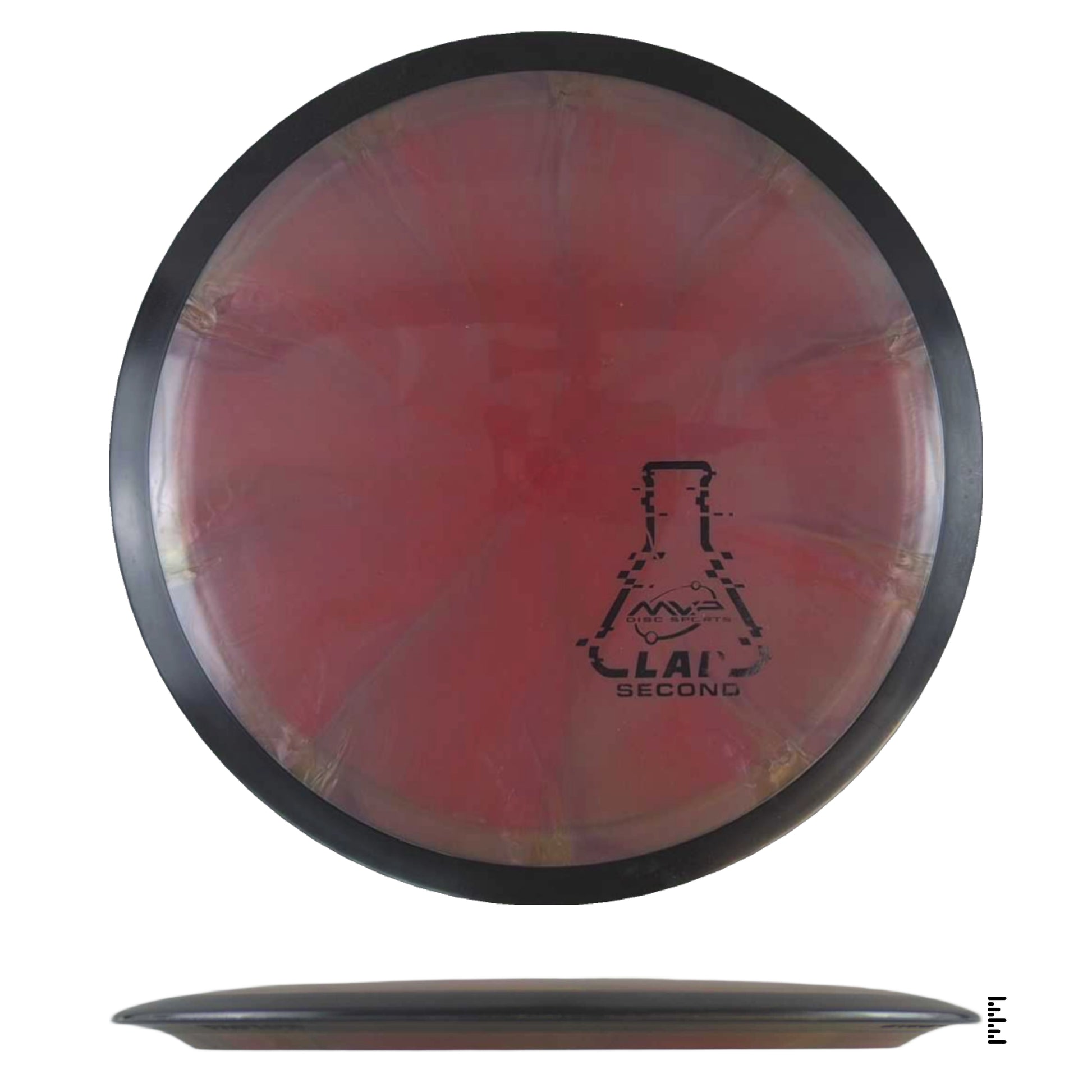 Red and black disc golf disc with LAI Second logo