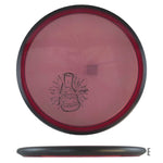 Red disc golf disc with beaker graphic