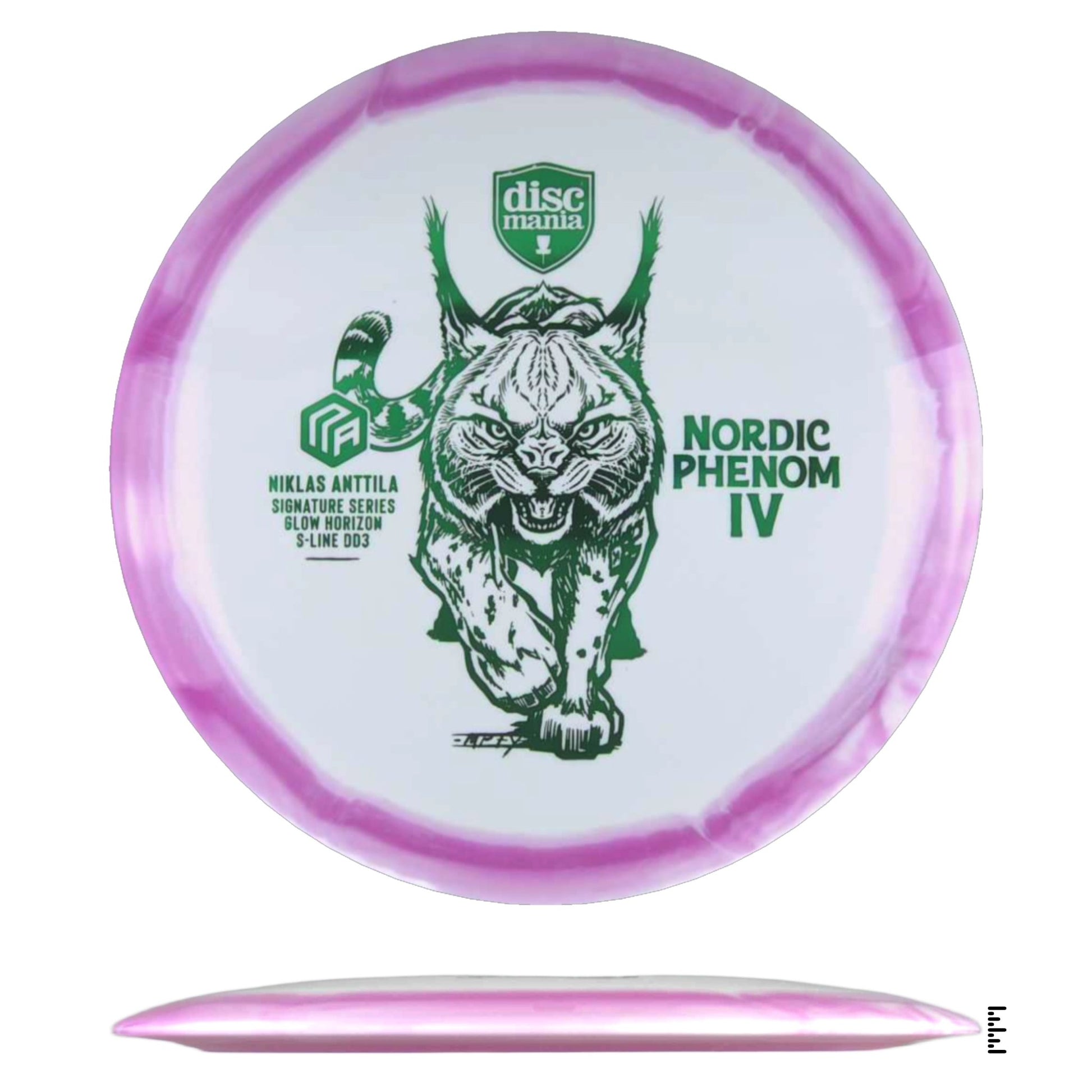 Discmania Glow Horizon S - Line DD3 Nordic Phenom 4 – Niklas Anttila Signature Series - White / Magenta - Powergrip USA
