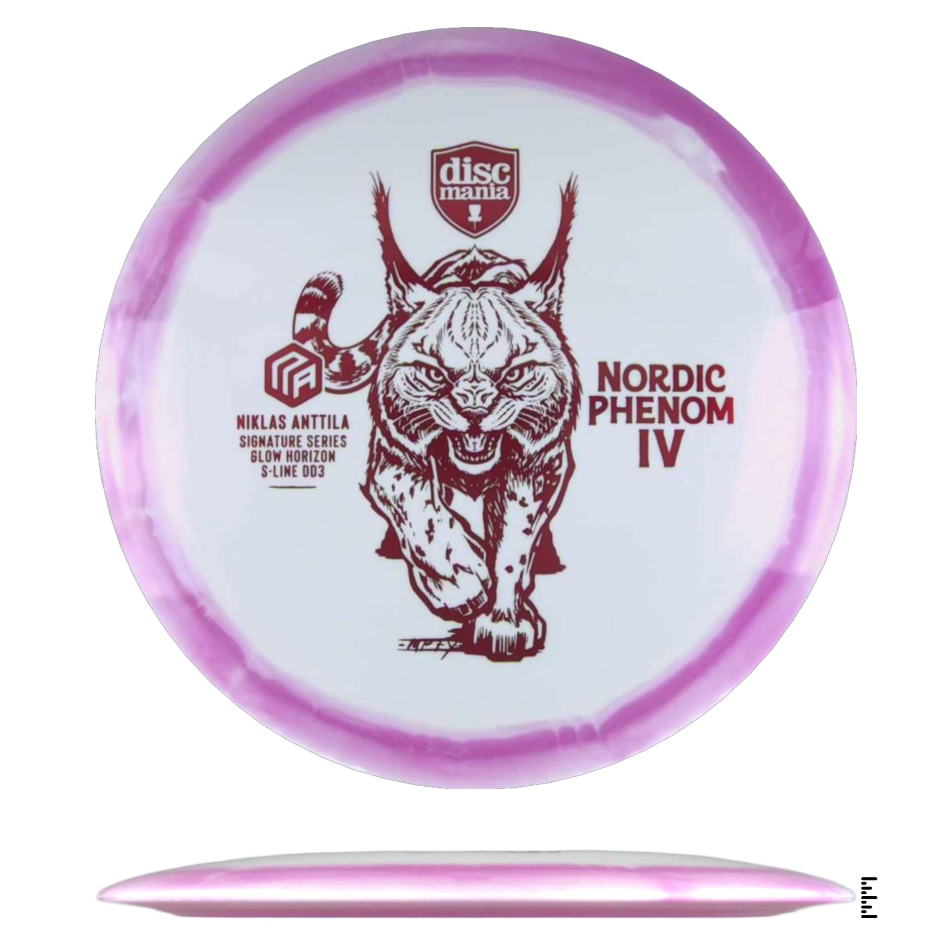 Discmania Glow Horizon S - Line DD3 Nordic Phenom 4 – Niklas Anttila Signature Series - White / Magenta - Powergrip USA