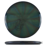 Green disc golf disc with a unique design