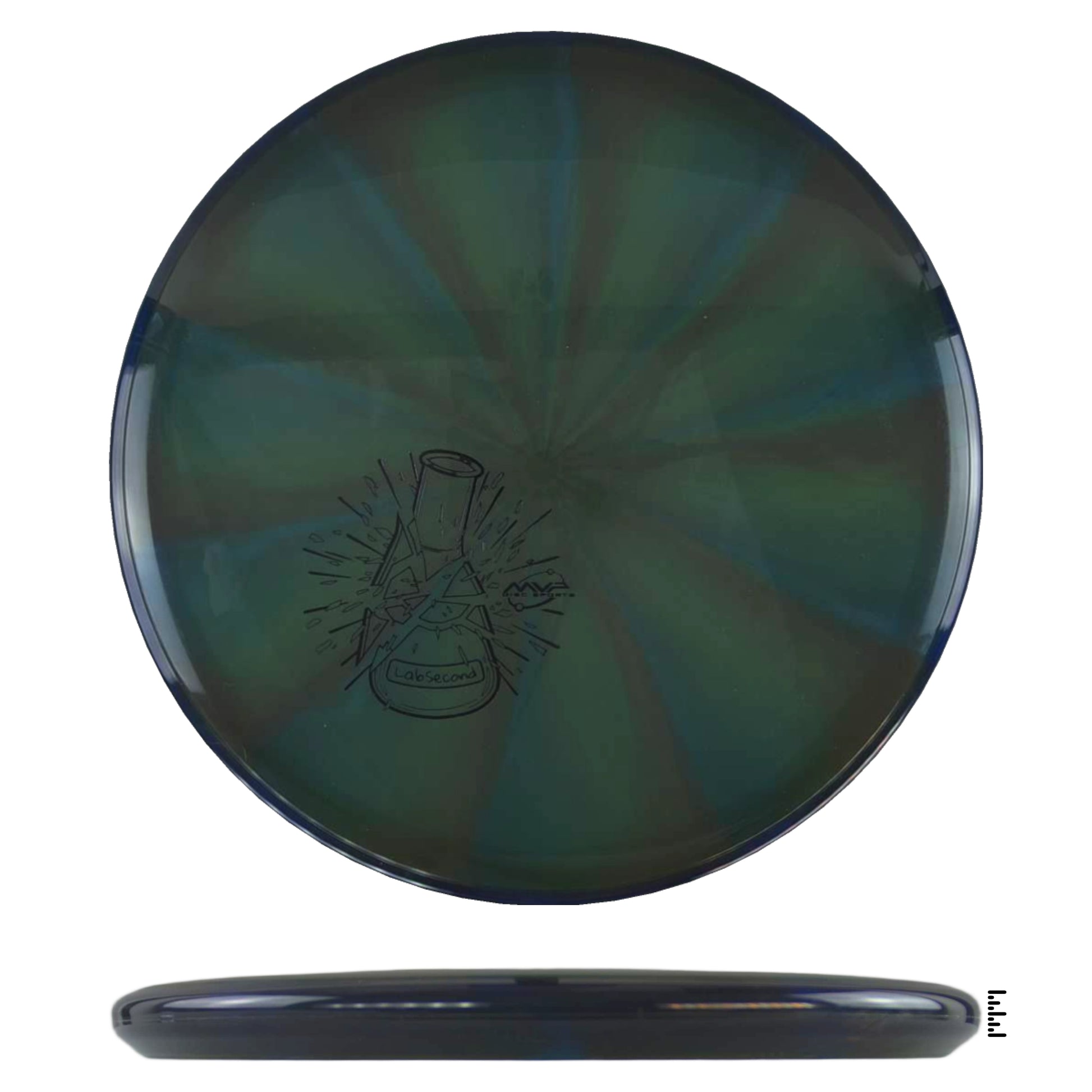 Green disc golf disc with a unique design