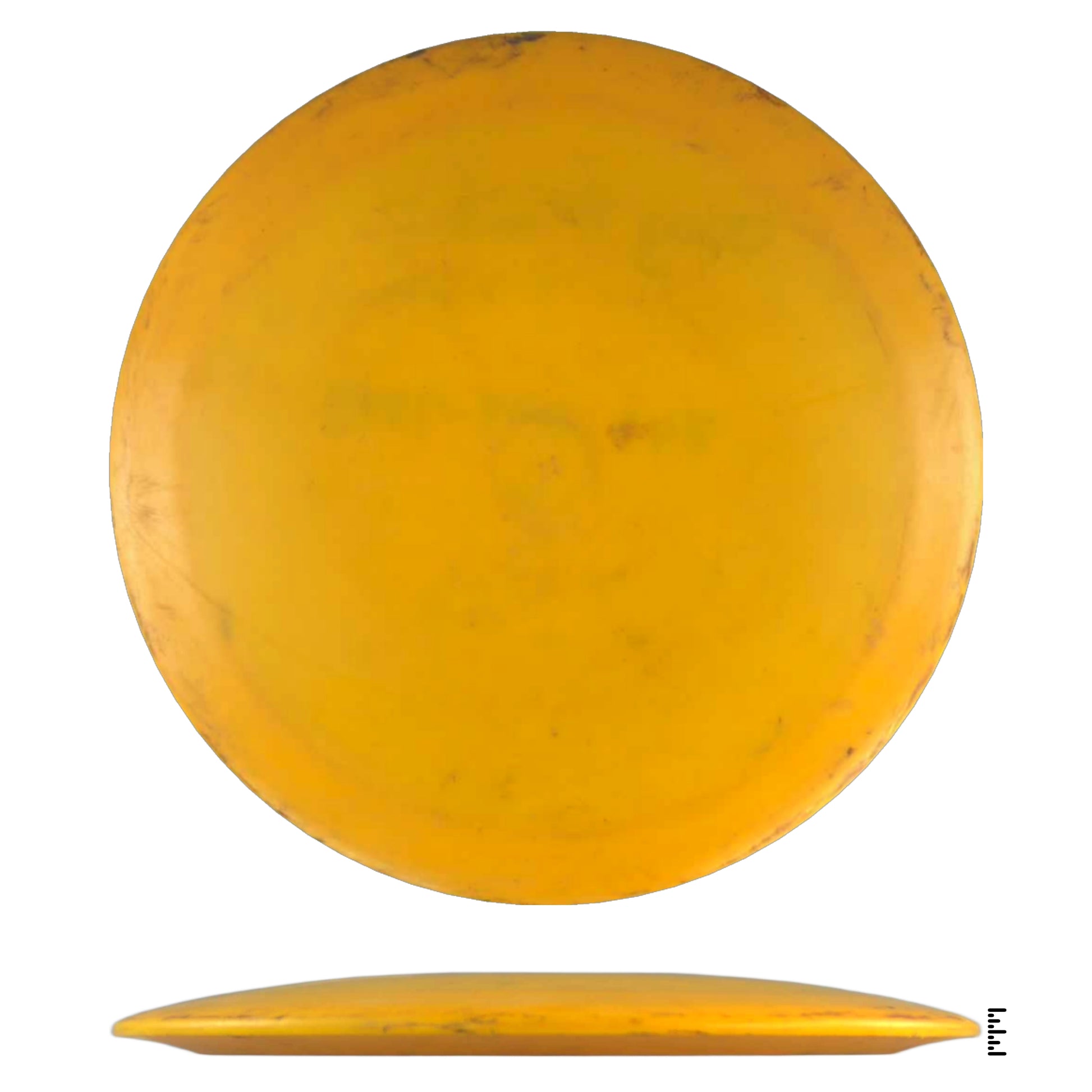 Yellow disc golf disc