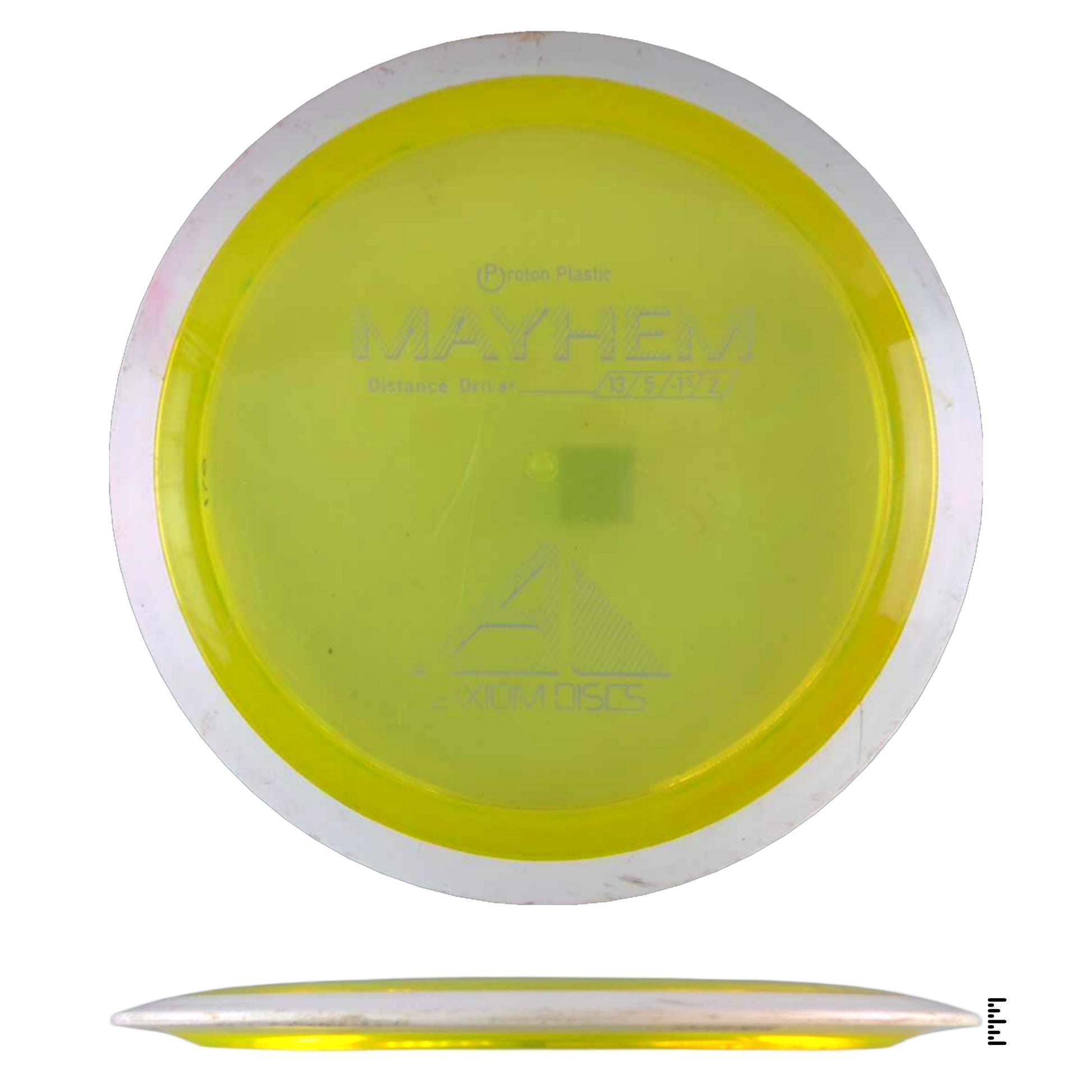 Yellow Innova Mayhem disc golf disc