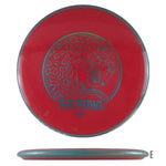 Red disc golf disc with leopard design