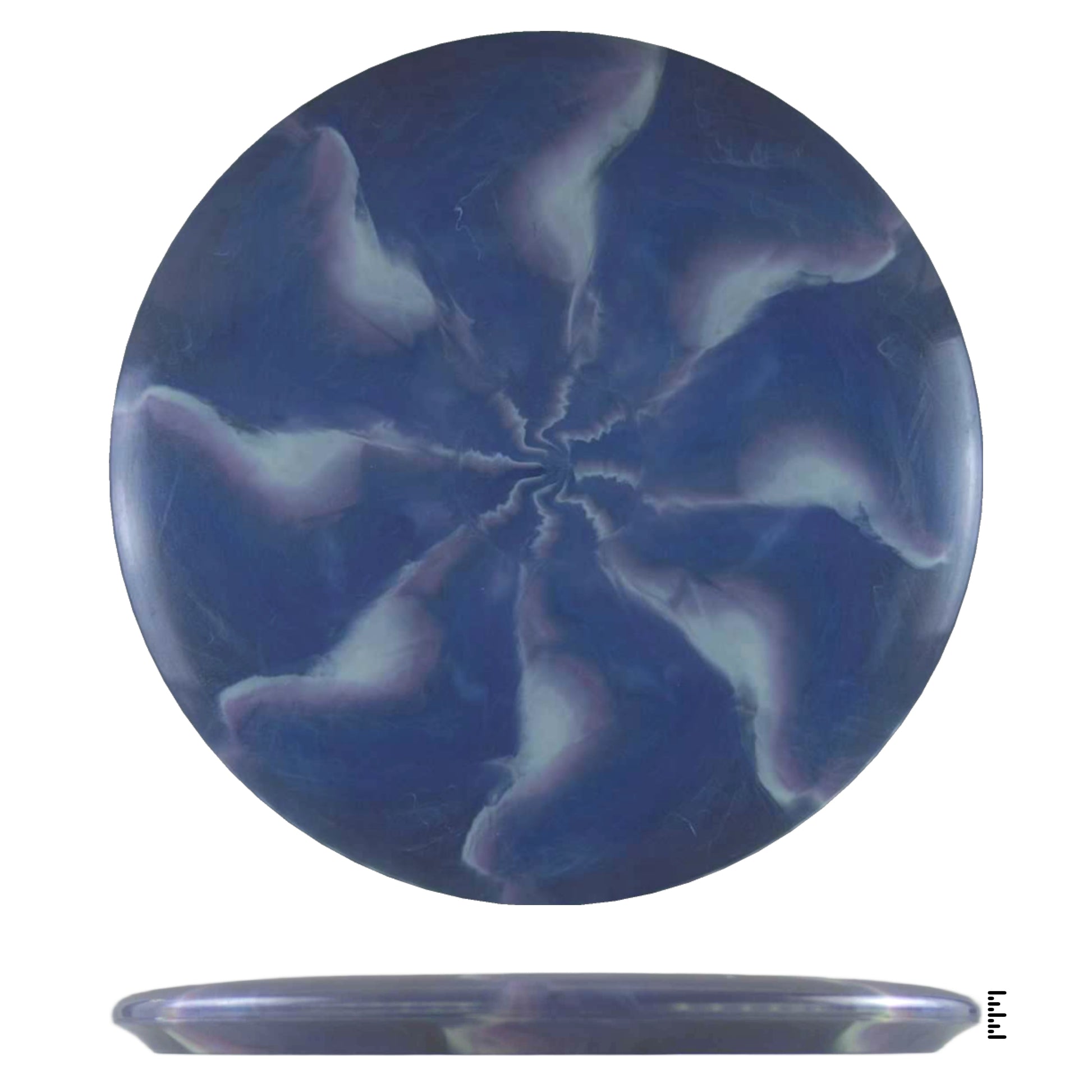 Blue disc golf disc with marbled design