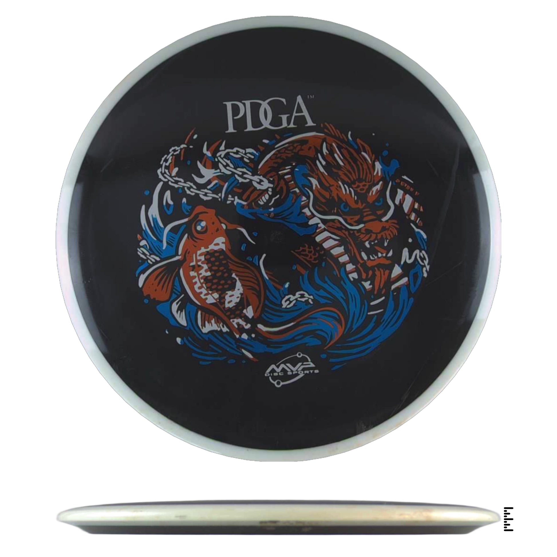 PDGA disc with koi and dragon design