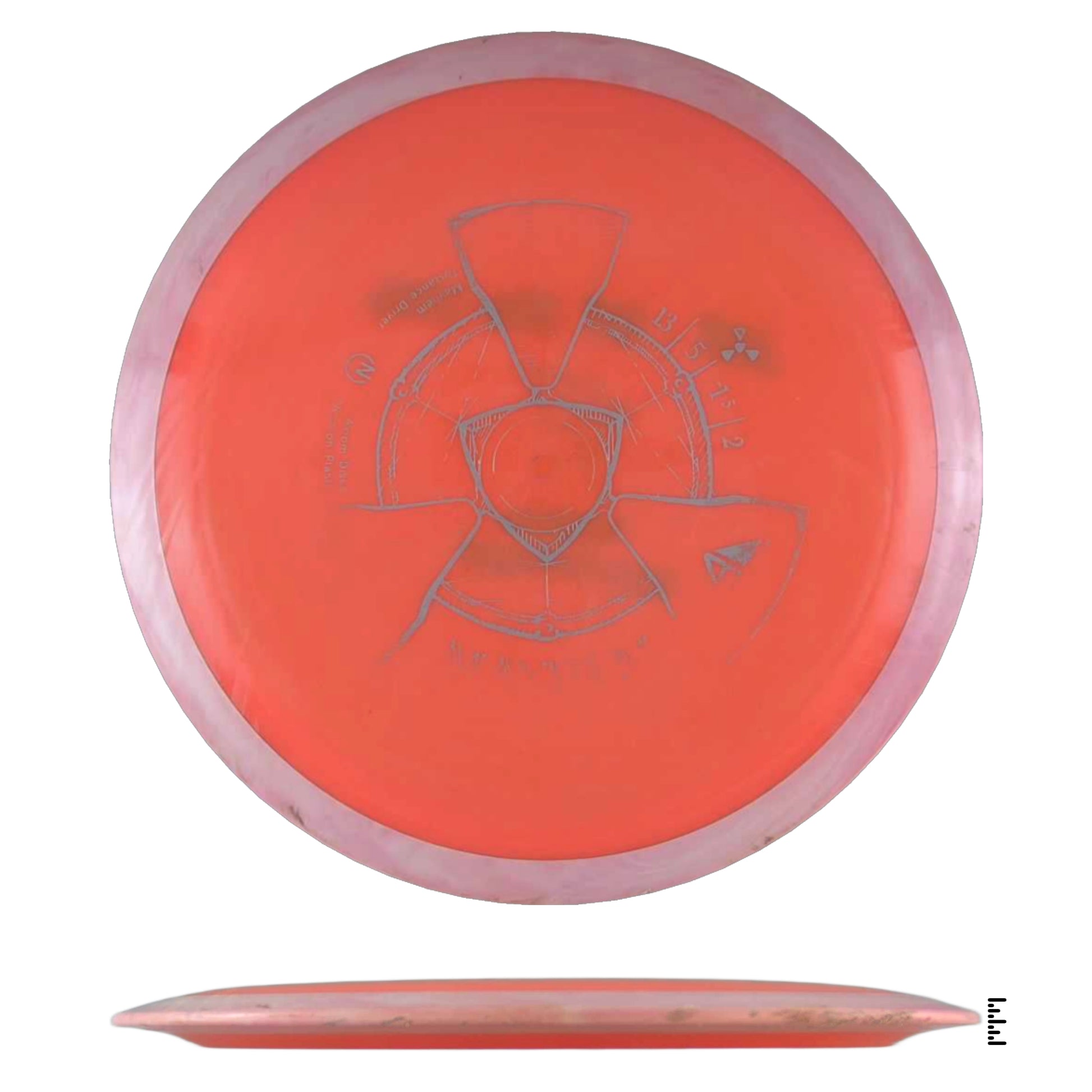 Orange disc golf disc with unique design