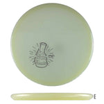 Disc golf disc with beaker graphic.