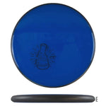 Blue disc golf disc with stamp