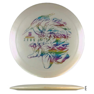 Discraft Zeus disc golf disc with rainbow Zeus graphic
