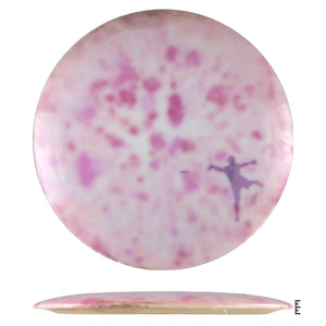 Pink disc golf disc with silhouette