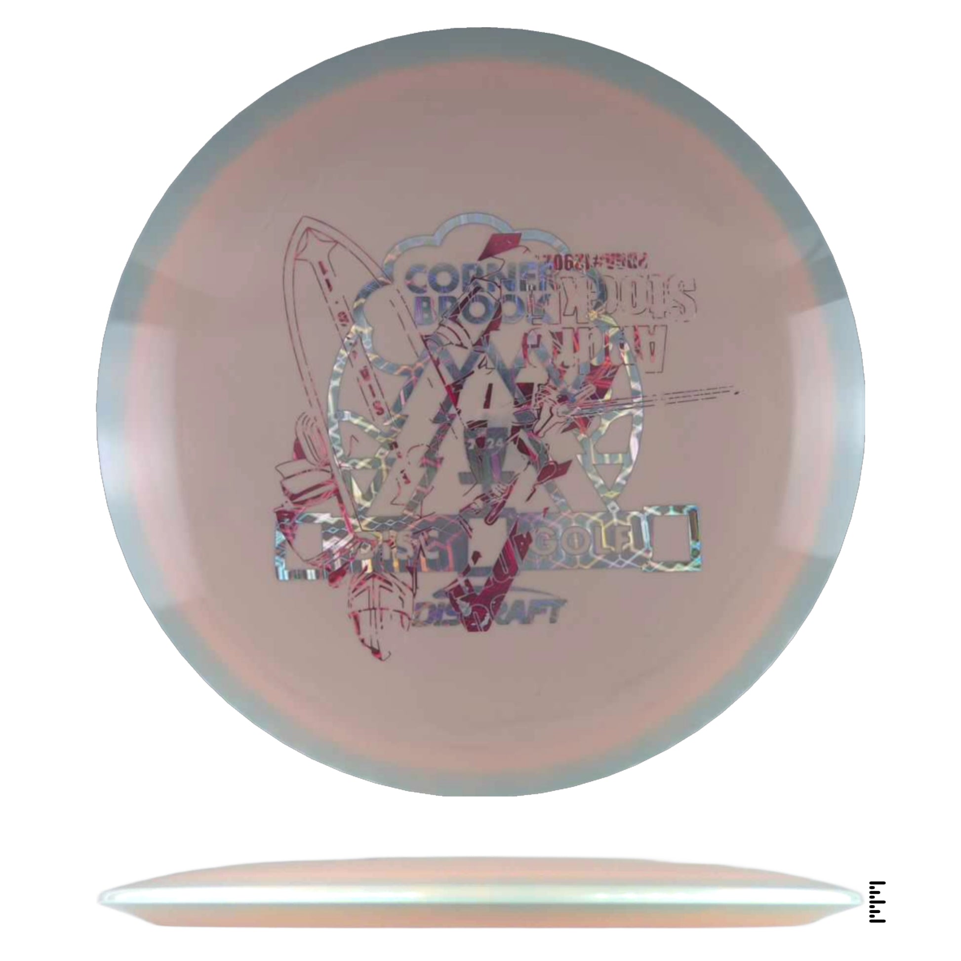 Disc golf disc with Corner Brook logo
